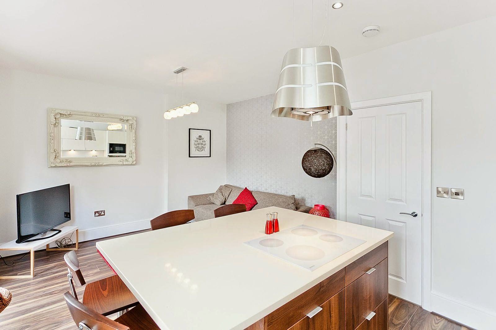 Finished customer kitchen with island seating
